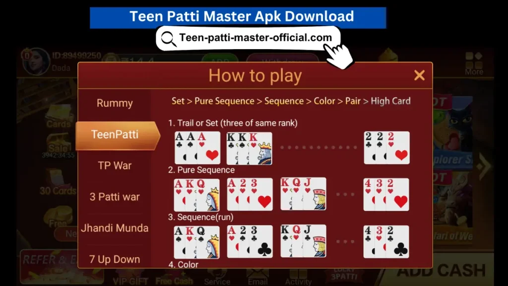 How to play games in Teen Patti Master
