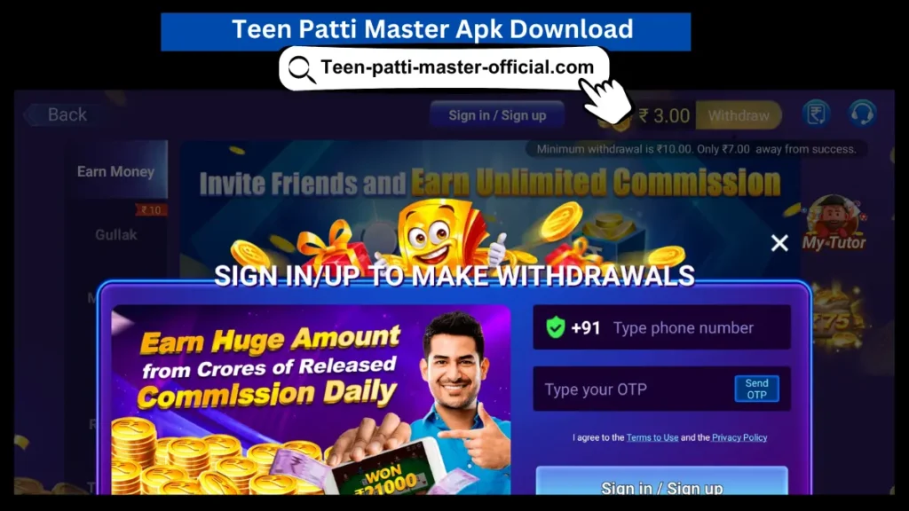 3 Patti Master Refer & Earn Commission